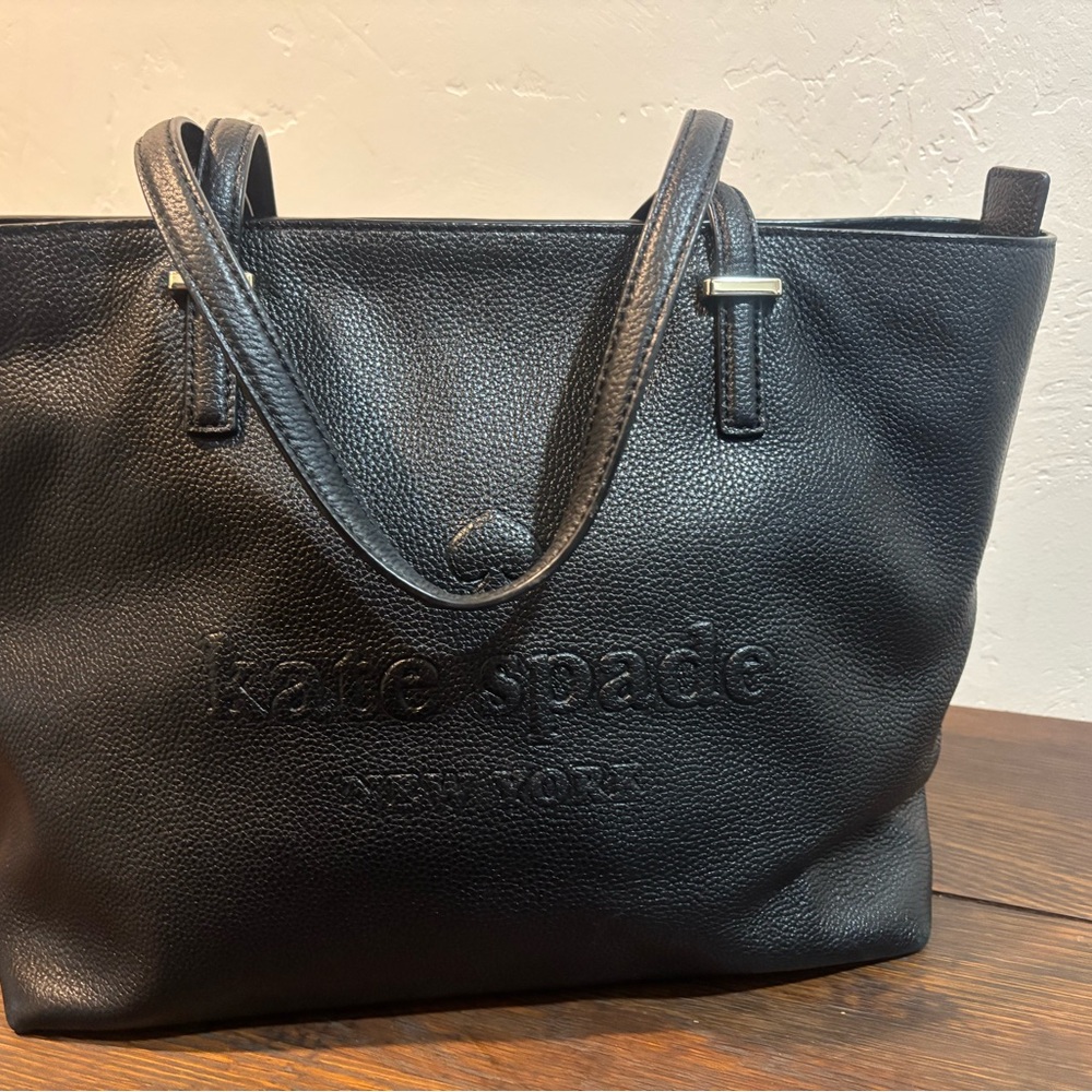 Classic Kate Spade Black Leather Tote Bag